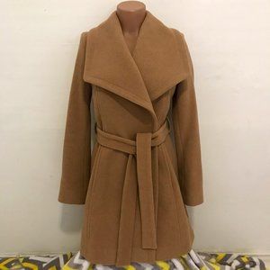 Michael Kors Belted Wool Blend Camel Beige Coat XS